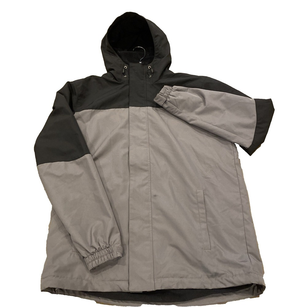 Magellan Outdoors MENS Med BLK/Gray‎ Jacket FLEECE LINED ZIp H20  RESISTANT READ